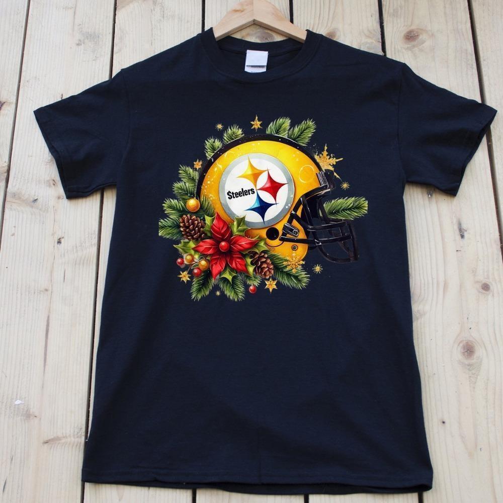 Pittsburgh Steelers Christmas Tshirt Nfl Unisex Black Tshirt - Picture 1 of 4